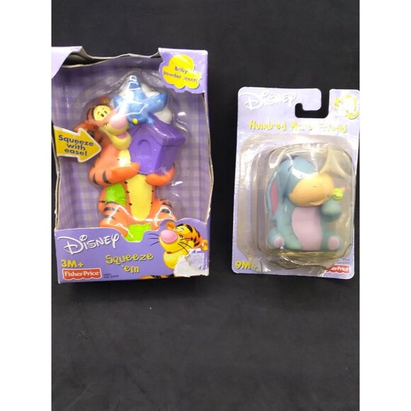 Vtg. Bundle 2 Squeeze 'em Winnie Pooh Disney Fisher Price & Eeyore Squeeze Toy - Picture 1 of 7